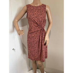 Women's GAP Coral Brown Leopard Print side knot pull on Mini Dress XSP